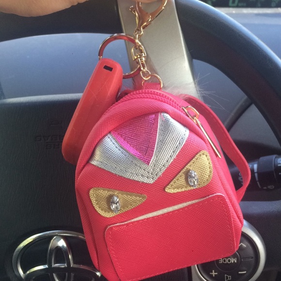 Accessories - MONSTER mini backpack keychain hot pink and gold